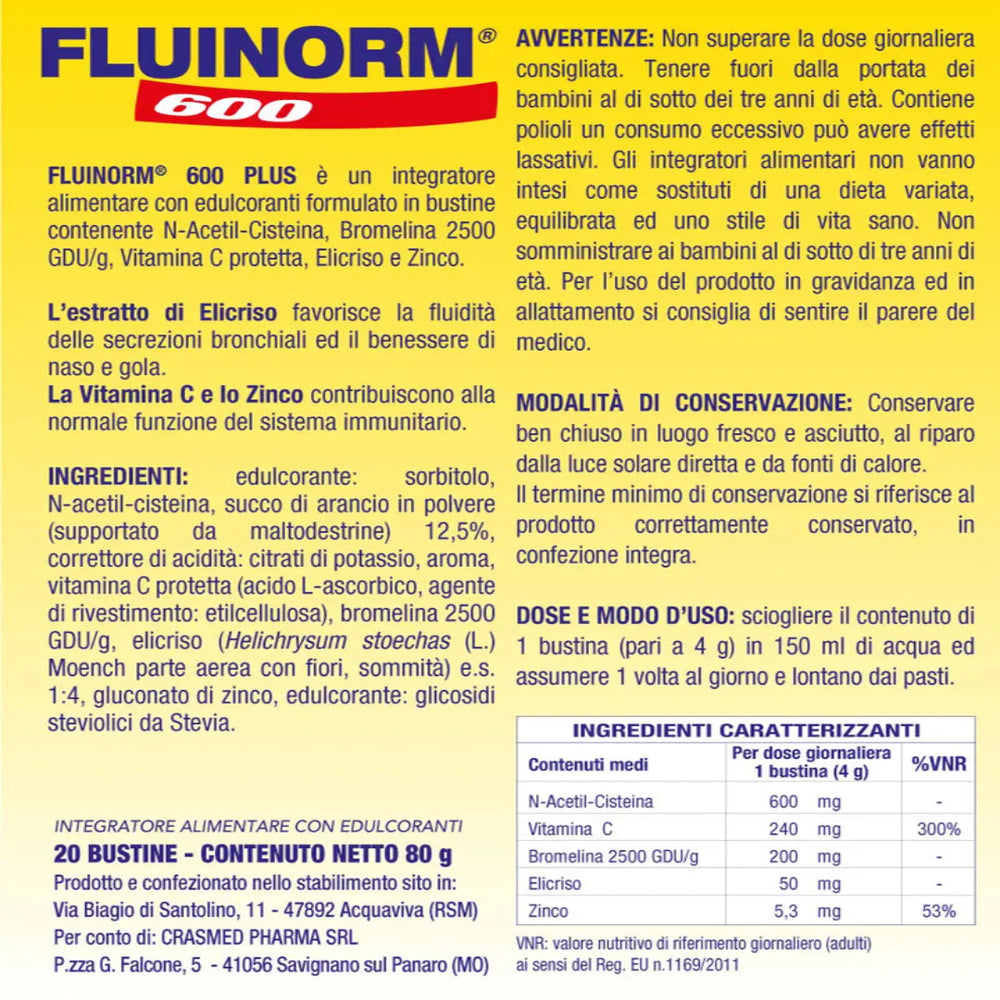 FLUINORM® 600 PLUS  20 Bustine