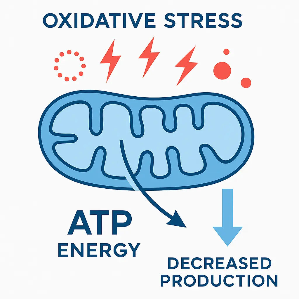 Illustrazione dei radicali liberi e dello stress ossidativo che aumentano con l’età